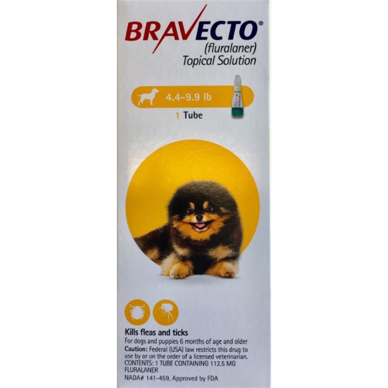 Bravecto Topical Solution for Dogs, 4.4 - 9.9 lbs 112.5 mg Yellow