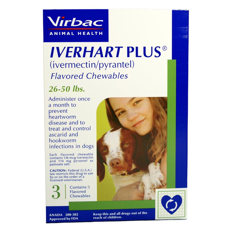 Iverhart Plus 26-50 lbs  3 Month Supply Green