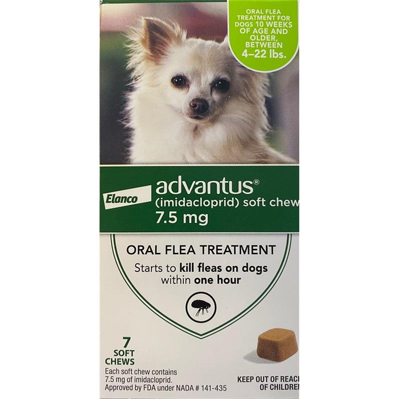 Advantus Oral Flea Treatment Soft Chews for Dogs, 7.5 mg for Small Dogs (4-22 lbs) 7 Ct.