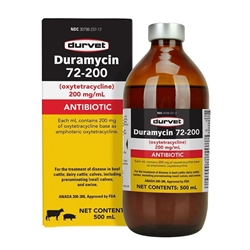 Duramycin 72-200 (Oxytetracycline) Injectable for Cattle and Swine, 500 ml