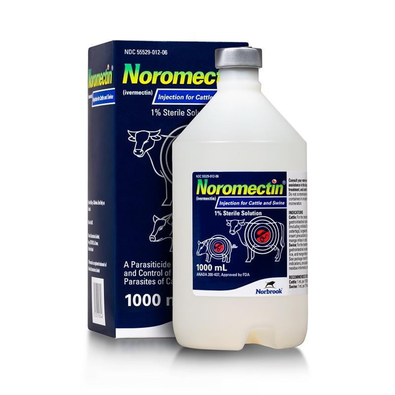 Noromectin (Ivermectin 1%) Injection for Cattle and Swine, 1000 ml