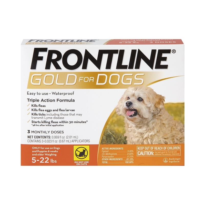 Frontline Gold for Dogs and Puppies 5 - 22 lbs Orange, 3 Month Supply