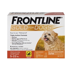 Frontline Gold for Dogs and Puppies 5 - 22 lbs Orange, 6 Month Supply