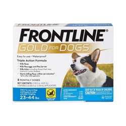 Frontline Gold for Dogs and Puppies 23-44 lbs Blue, 3 Month Supply
