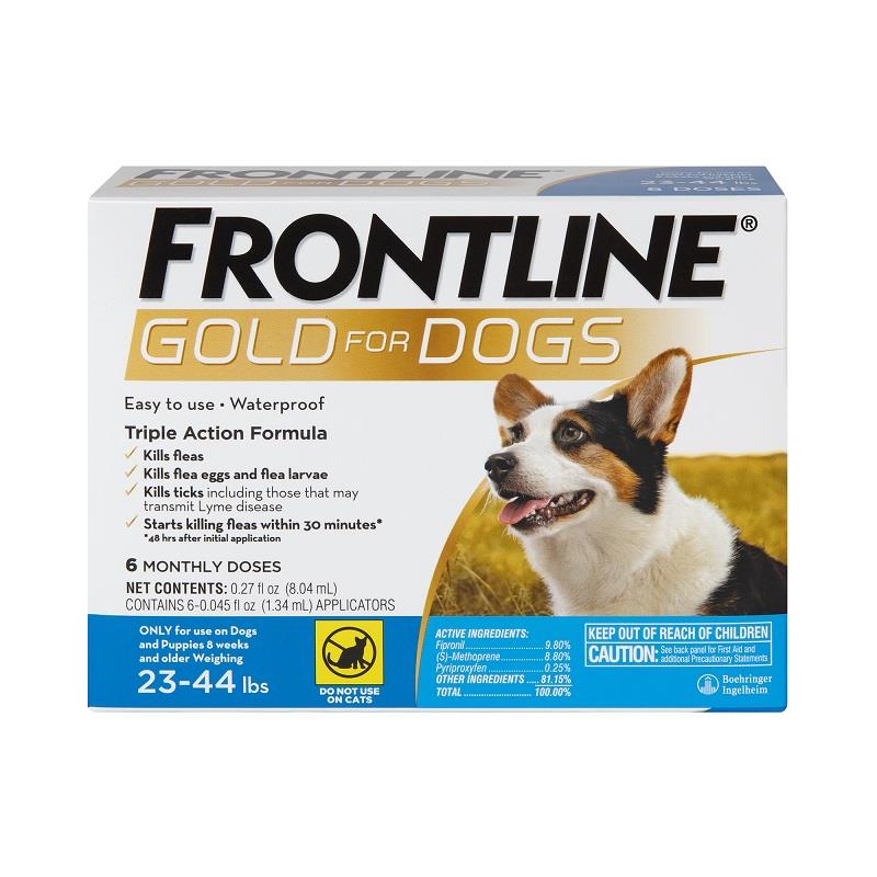 Frontline Gold for Dogs and Puppies 23-44 lbs Blue, 6 Month Supply