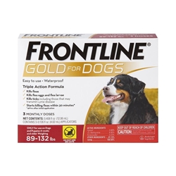 Frontline Gold for Dogs and Puppies 89-132 lbs Red, 3 Month Supply