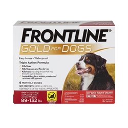 Frontline Gold for Dogs and Puppies 89-132 lbs Red, 6 Month Supply