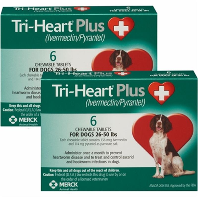 Tri-Heart Plus Chewable Tablets 26-50 lbs 12 Month Green