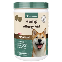 NaturVet Hemp Allergy Aid Plus Hemp Seed Soft Chews for Dogs, 120 Ct