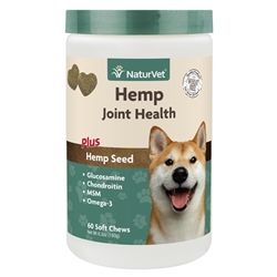 NaturVet Hemp Joint Health Plus Hemp Seed Soft Chews for Dogs, 60 Ct.