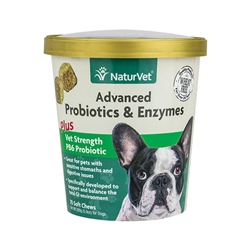 NaturVet Advanced Probiotics & Enzymes Plus Vet Strength PB6 Probiotic Soft Chews for Dogs, 70 Ct