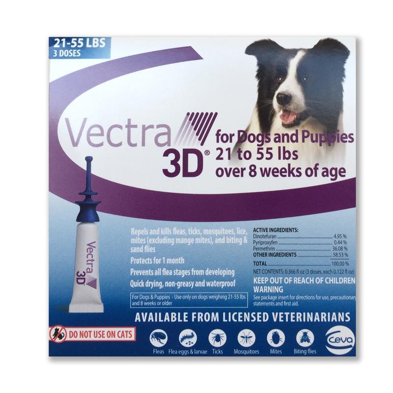 Vectra 3D for Dogs M 21-55 lbs Blue 3 Month Supply