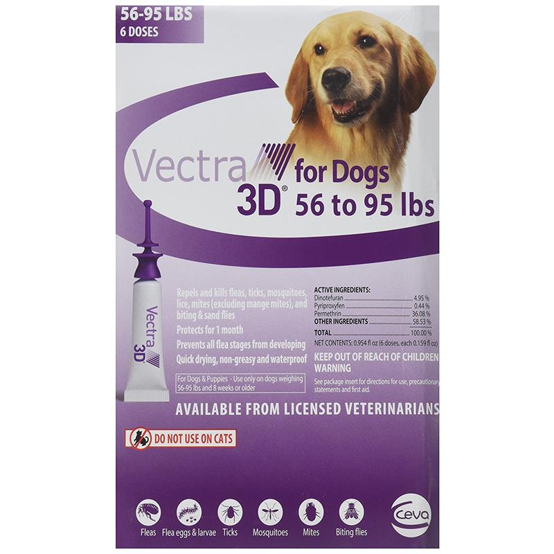 Vectra 3D for Dogs L 56-95 lbs Purple 6 Month Supply