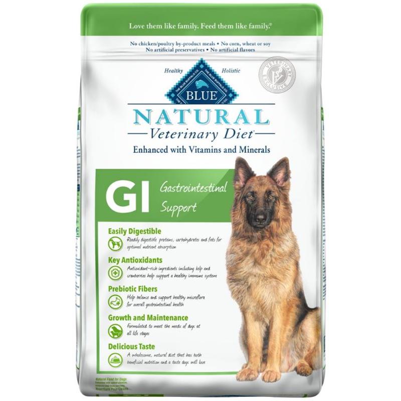 Blue Buffalo Natural Veterinary Diet GI Gastrointestinal Support Dog Food, 22 lbs