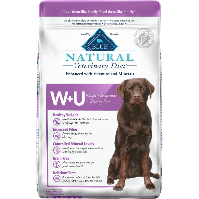 Blue Buffalo Natural Veterinary Diet W+U Weight Management + Urinary Care Dog Food, 22 lbs