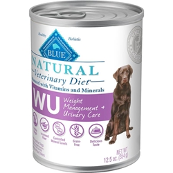 Blue Buffalo Natural Veterinary Diet W+U Weight Management + Urinary Care Dog Food (12 x 12.5 oz) Cans