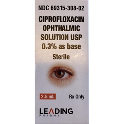 Ciprofloxacin Ophthalmic Solution 0.3%, 2.5 ml