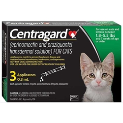 Centragard for Cats, 3 Month Supply 1.8-5.5 lbs Green