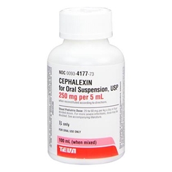 Cephalexin Oral Suspension for Dogs 250 mg/5 ml, 100 ml