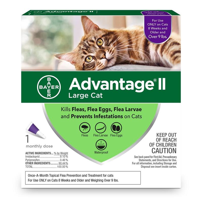 Advantage II for Cats over 9 lbs Purple, 1 Month Supply