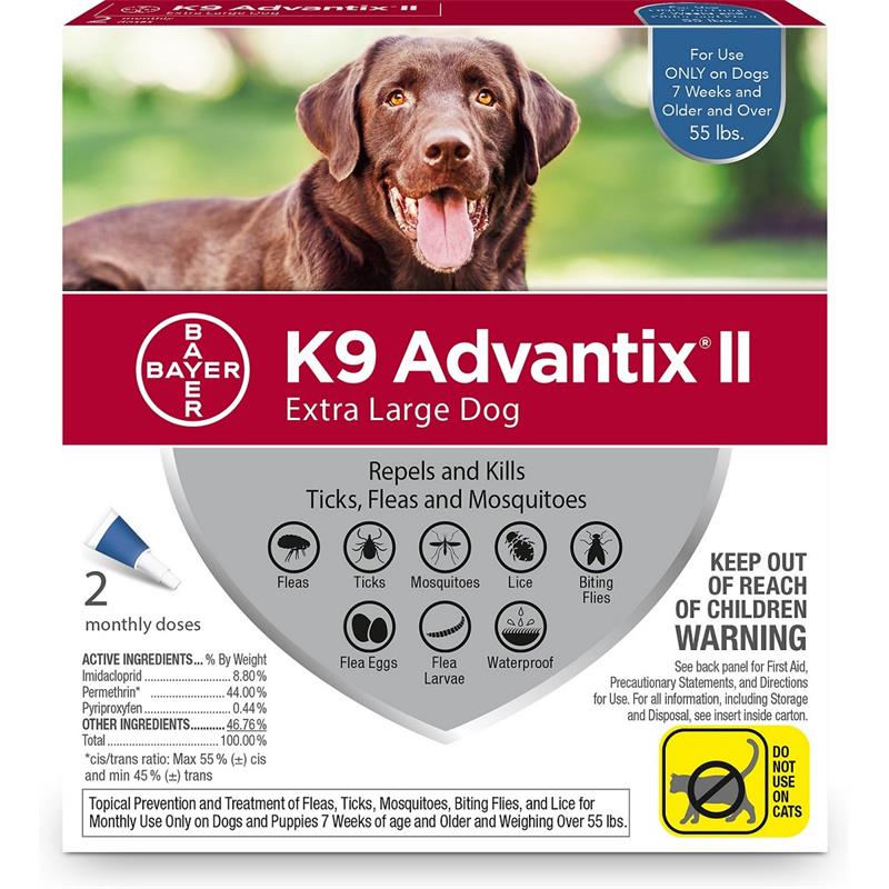 K9 Advantix II for Dogs Over 55 lbs Blue, 2 Month Supply