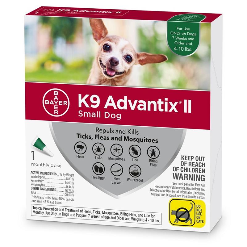 K9 Advantix II for Dogs Up to 10 lb Green, 1 Month Supply