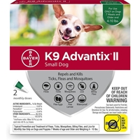 K9 Advantix II for Dogs Up to 10 lb Green, 2 Month Supply