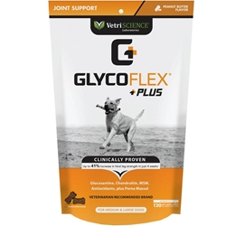 VetriScience Glyco-Flex Plus Joint Support for Medium and Large Dogs, 120 Chews Peanut Butter Flavor