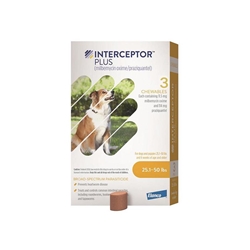 Interceptor Plus Chewable Tablets for Dogs 25.1-50 lbs Yellow, 3 Month Supply