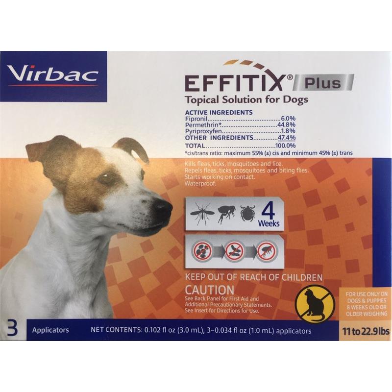 Effitix Plus Topical Solution for Dogs, 3 Month Supply Small 11 to 22.9 lbs