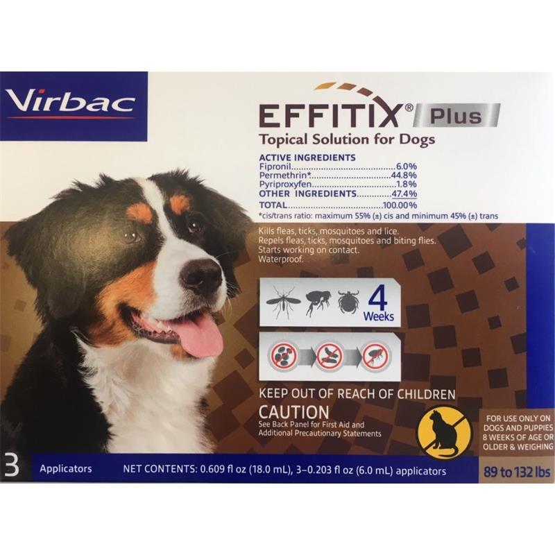 Effitix Plus Topical Solution for Dogs, 3 Month Supply X-Large 89 to 132 lbs