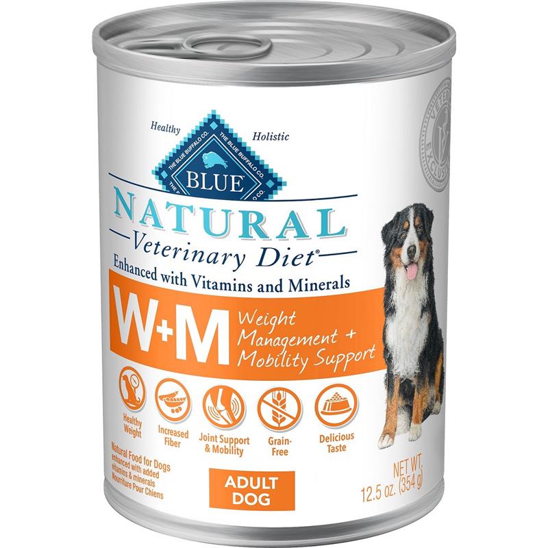 Blue Buffalo Natural Veterinary Diet W+M Weight Management + Mobility Support Dog Food (12 X 12.5 oz) Cans