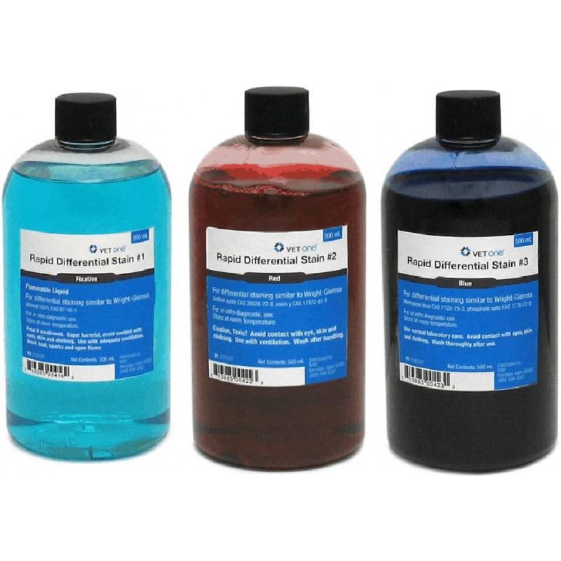 Rapid Differential Stain Refill Kit, Fixative/Red/Blue (3 x 500 ml)