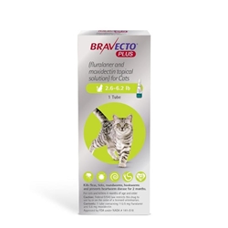 Bravecto Plus Topical Solution for Cats 2.6-6.2 lbs (Fluralaner 112.5 mg/Moxidectin 5.6 mg) Green