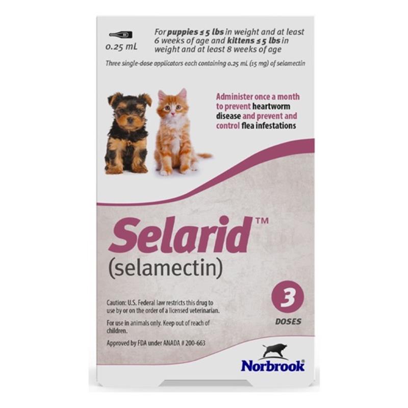 Selarid (selamectin) Topical for Puppies/Kittens Up to 5 lbs Mauve, 3 Month Supply