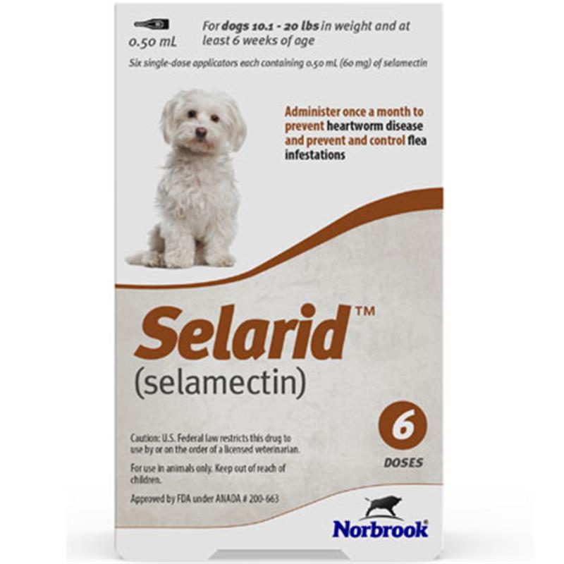 Selarid (selamectin) Topical for Dogs 10.1-20 lbs  Brown, 6 Month Supply