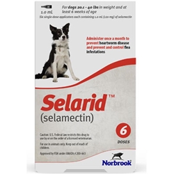 Selarid (selamectin) Topical for Dogs 20.1-40 lbs Red, 6 Month Supply