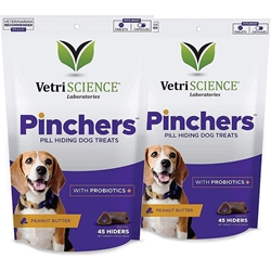 VetriScience Pinchers Pill Hiding Dog Treats with Probiotics, 45 count, 2 pack (Peanut Butter)
