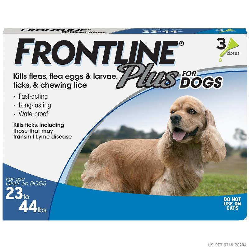 Frontline Plus for Dogs 23-44 lbs, Blue, 3 Pack