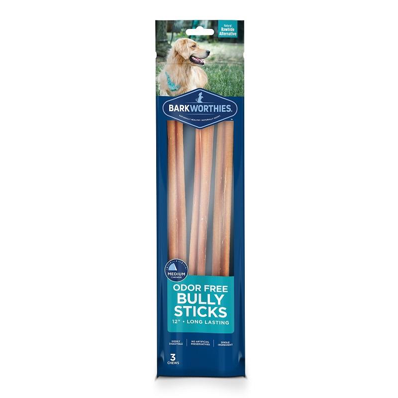 Barkworthies Odor Free Bully Sticks 12'',Â 3 pack