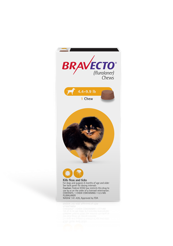Bravecto 112.5 mg for Dogs 4-9.9 lbs, 1 Chew (Yellow)