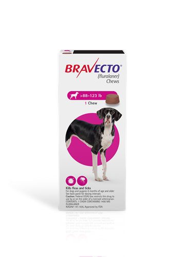 Bravecto 1400 mg for Dogs 88-123 lbs, 1 Chew (Pink)