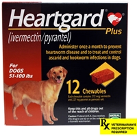 Heartgard Plus for Dogs, 51-100 lbs, Brown, 12 Chewables heartgard for dogs, heartgard plus for dogs, heartwoms treatment for dogs, dogs heartgard, cheap heartgard for dogs, 12 chewables heartgard for dogs brown