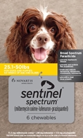Sentinel Spectrum for Dogs 26-50 lbs, 6 Month (Yellow)