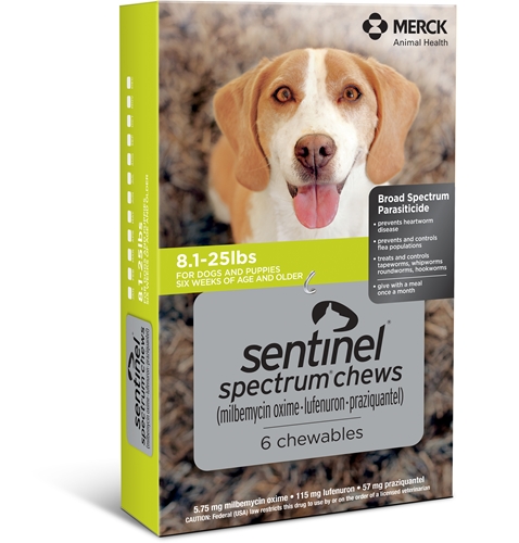 Sentinel Spectrum for Dogs 8-25 lbs, 6 Month (Green)