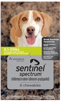 Sentinel Spectrum for Dogs 8-25 lbs, 6 Month (Green)