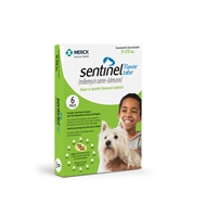 Sentinel Flavor Tabs for Dogs and Puppies 11-25 lbs, Green, 12 Pack Sentinel, sentinel for dogs and Puppies, sentinel for Puppies, sentinel flavor tabs, sentinel flavor tabs for dogs, heartworm treatment, flea control, dogs flea treatment, 12 pack sentinel for dogs green flavor tabs