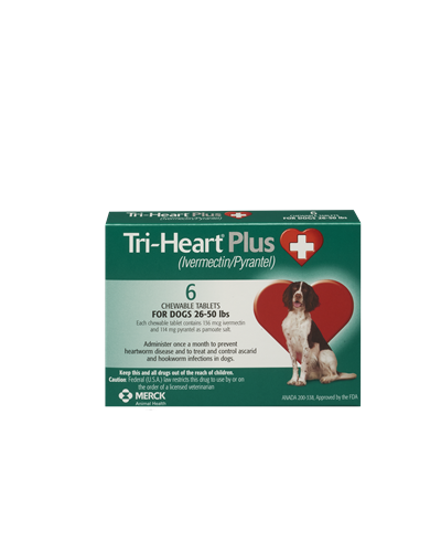 Tri-Heart Plus for Dogs 26-50 lbs, Green, 6 Pack