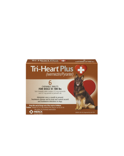 Tri-Heart Plus for Dogs 51-100 lbs, Brown 12 Pack