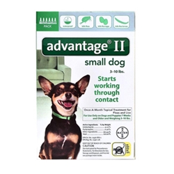 Advantage II for Dogs 1-10 lbs, Green, 6 Pack